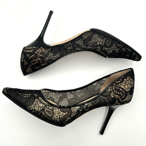 JIMMY CHOO Agnes Pointed-Toe Pumps in Black Lace - Picture 8 of 12